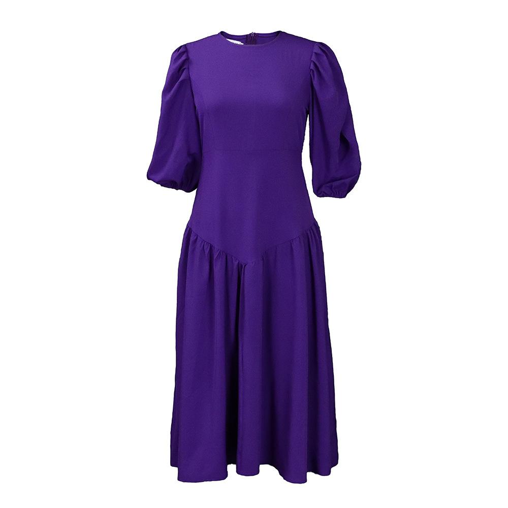 Lancy New American Elegant Women's African Clothing Spring Long Powder Puff Sleeve Pleated Casual Dress Plus Size Fashion Dress Women