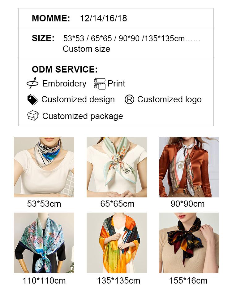 Custom 100% Silk Digital Printed Silk Twill Scarf Custom Printed Silk Scarf