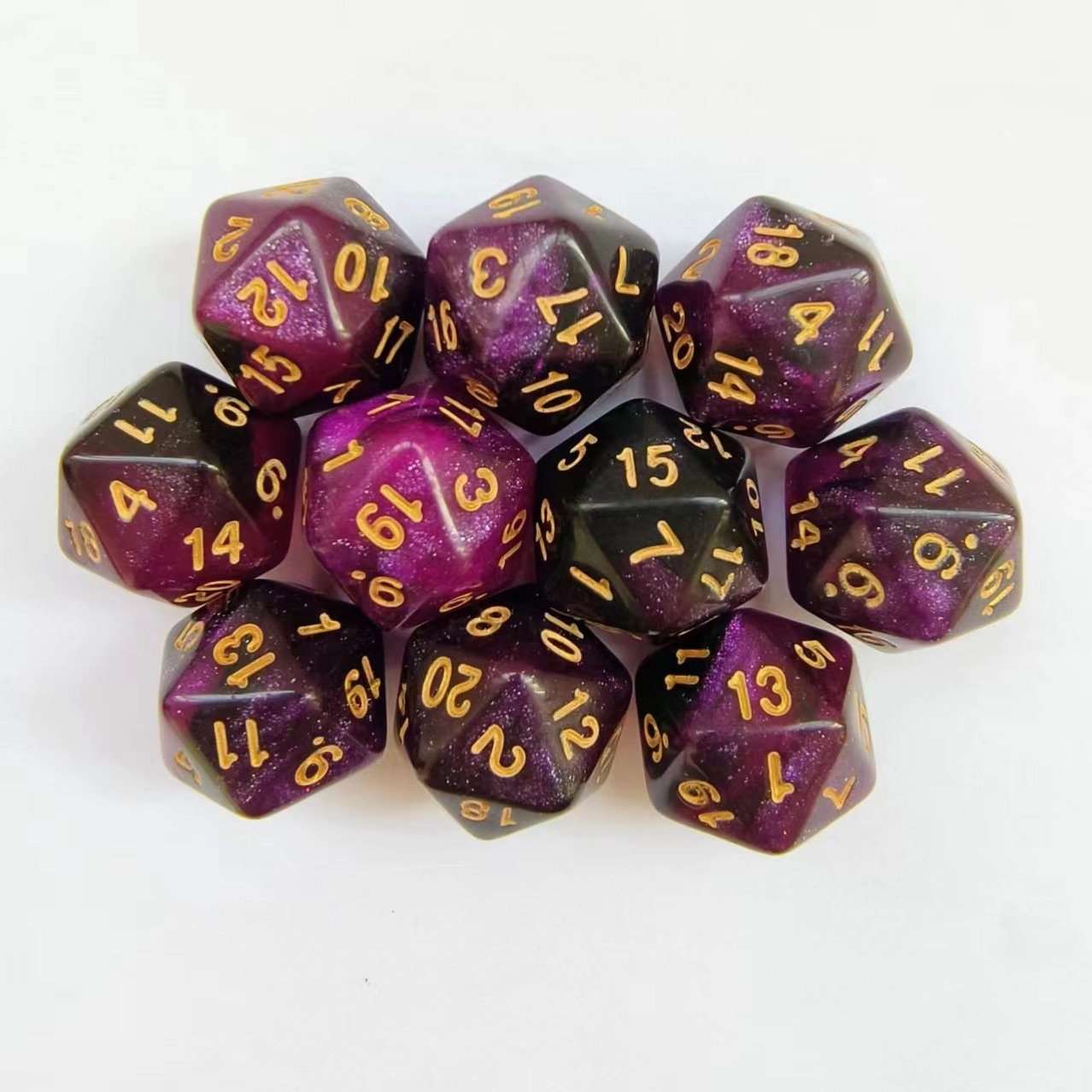 D20 Double Color Star Dice DND Game Acrylic Digital Game Polyhedral Dice Suit Polyhedral Custom Game RPG Dice