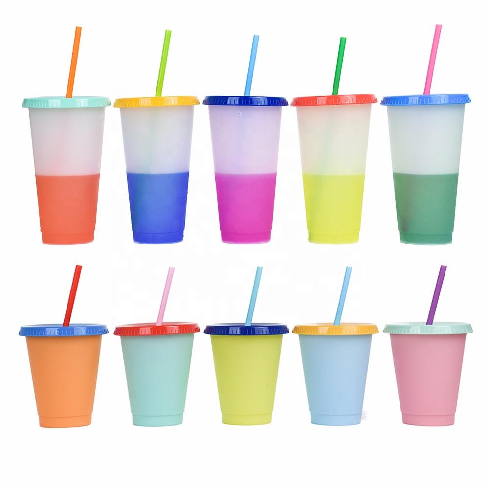Hot Sale Bisphenol A Free Reusable Drinking Cold Cup 16 Oz/24 Oz Polypropylene Frosted Plastic Cup With Lid And Straw