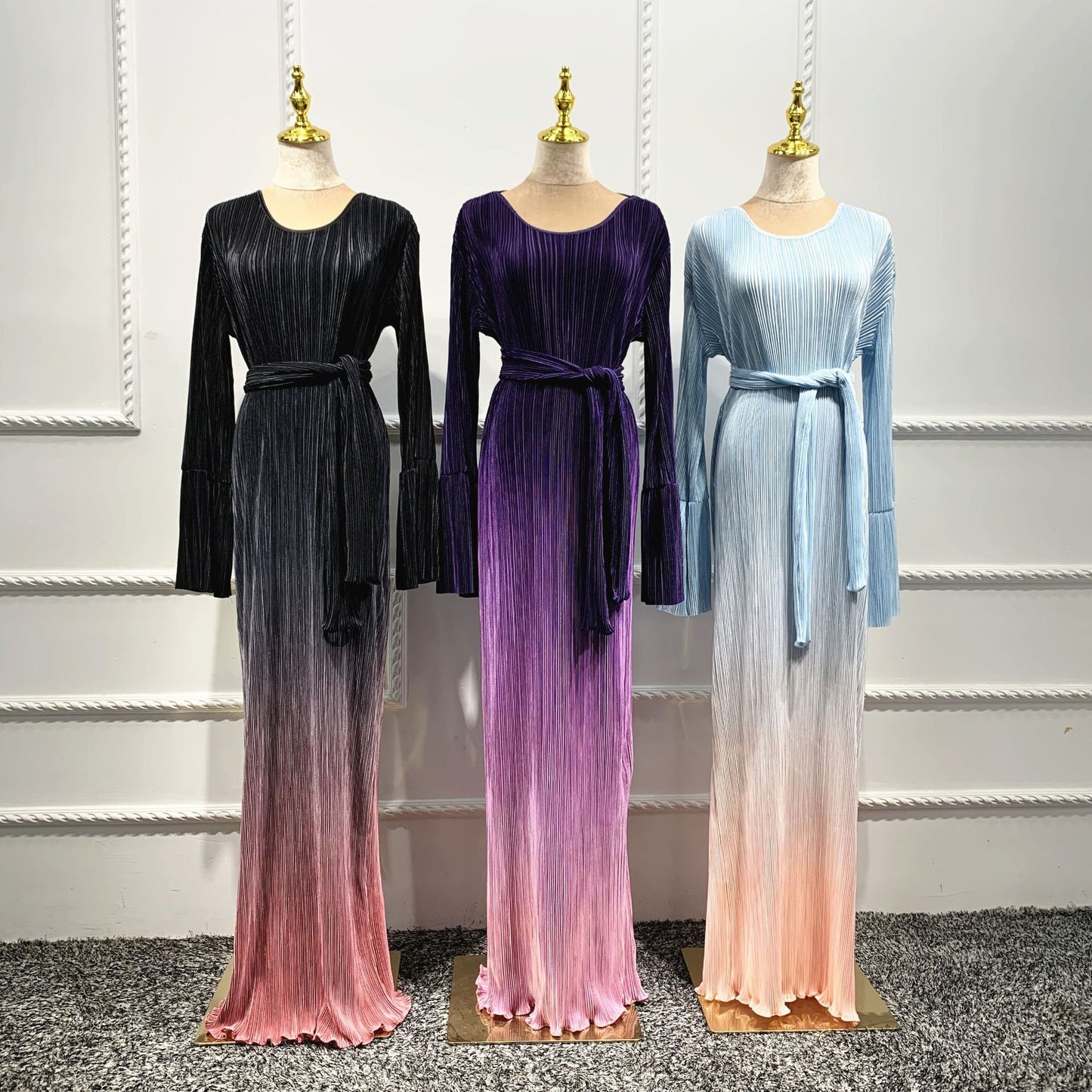 Ombre Pleated Robe Dress Mean Dress Yiwu Manufacturers Wholesale Mushilin Dress