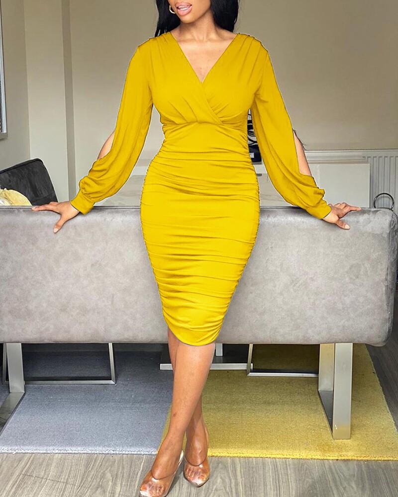Multi Size Custom Hip Fit Dress Xs S M L Xl 2xl 3xl Long Dress Women Office Long Sleeve Dress