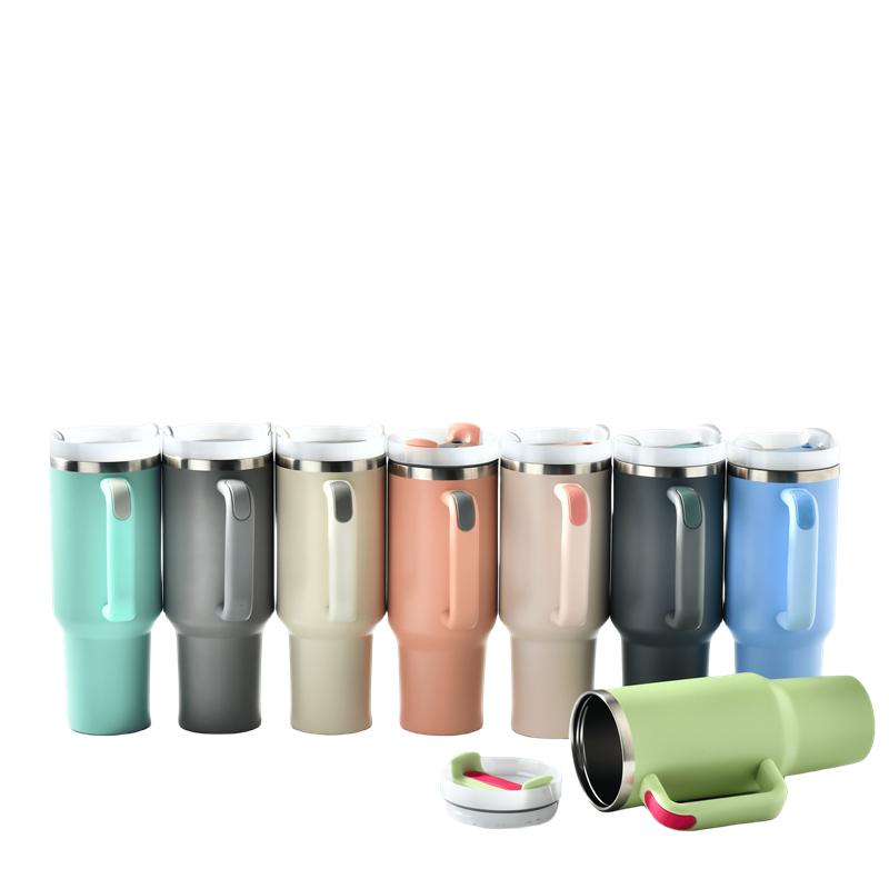 Custom 40 Oz Tumbler Reusable Stainless Steel Insulated Water Bottle 40 Oz Coffee Cup Travel Car Cup With Handle Straw Cover