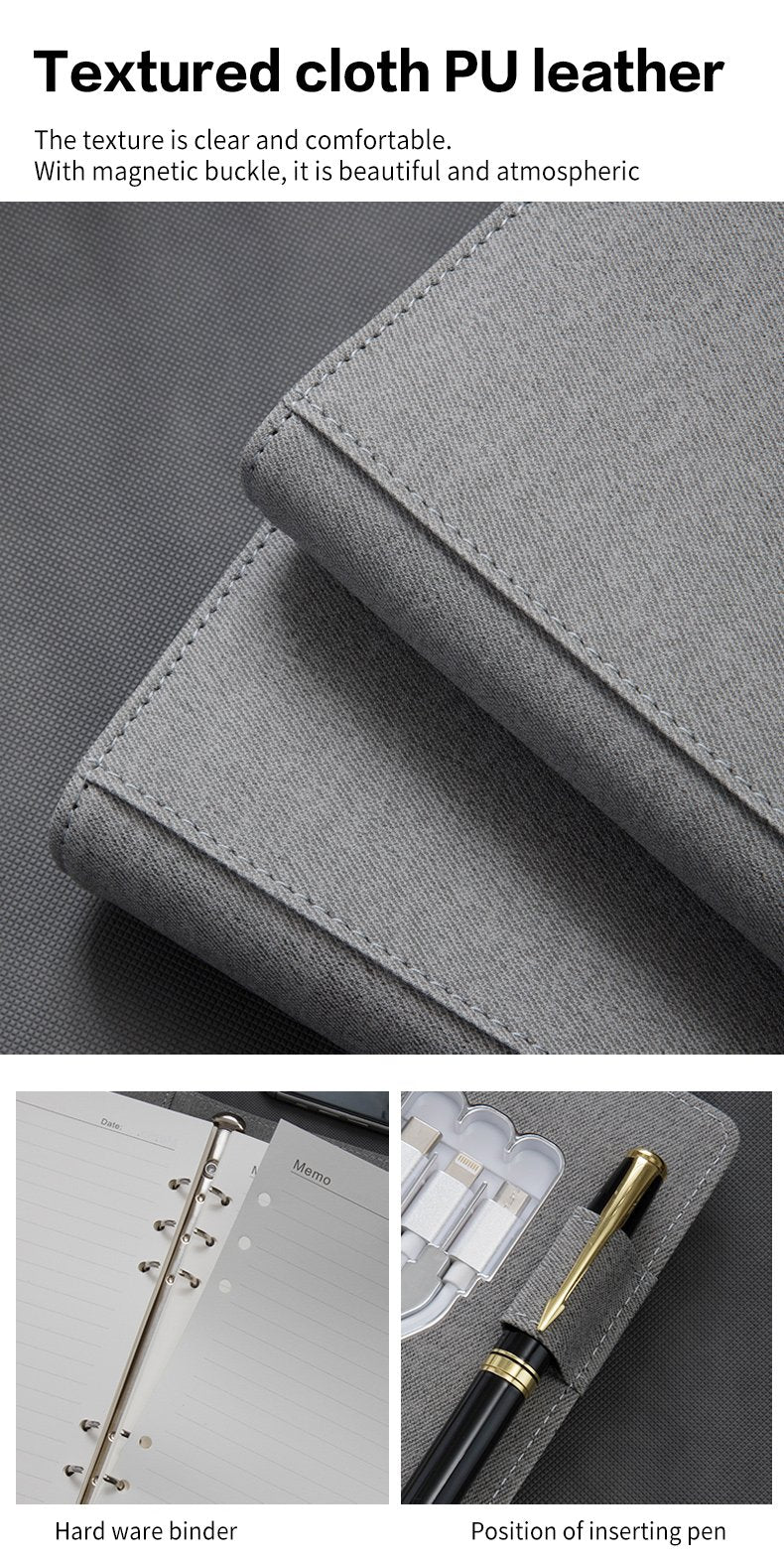 Magnetic A5 Notebook With Custom Logo PU Leather Paper Set Business Style Spiral Organizer School Office Writing Gift Box Set