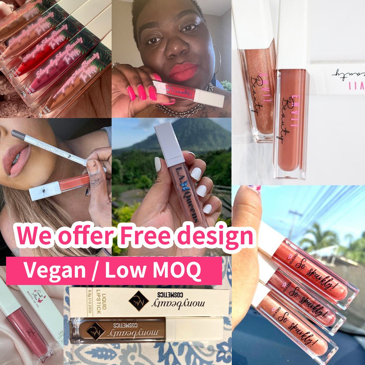 Wholesale Vegan Cosmetics Pink Transparent Nude Lip Gloss Supplier Custom Trademark Sequins Lip Gloss Private Label Lip Gloss