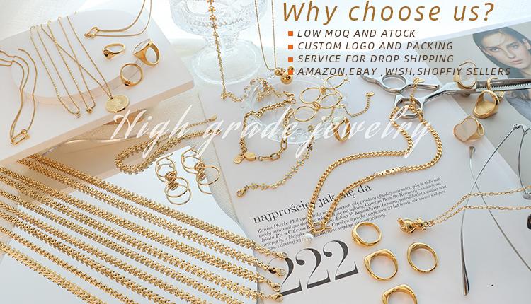 Elegant Personality Fashion Natural Stone Stainless Steel Gold Plated Pendant Necklace