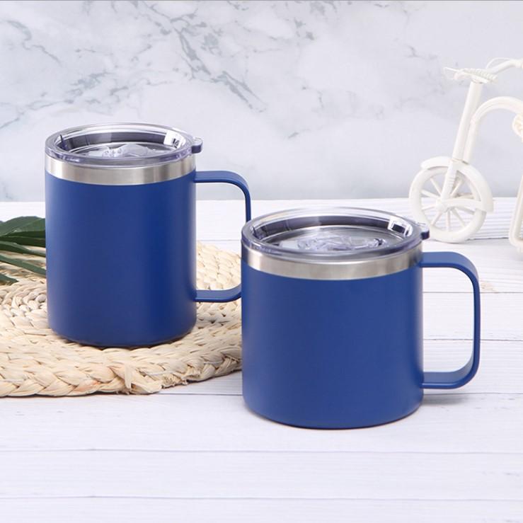 Custom Logo Camping Travel Double Wall 12 Oz 14 Oz Stainless Steel Cup Insulated Coffee Cup With Handle