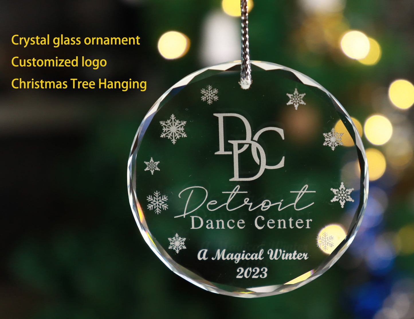 Personalized Engraved Logo Crystal Christmas Decoration Gift Hanging Christmas Tree Custom Crystal Glass Ornaments