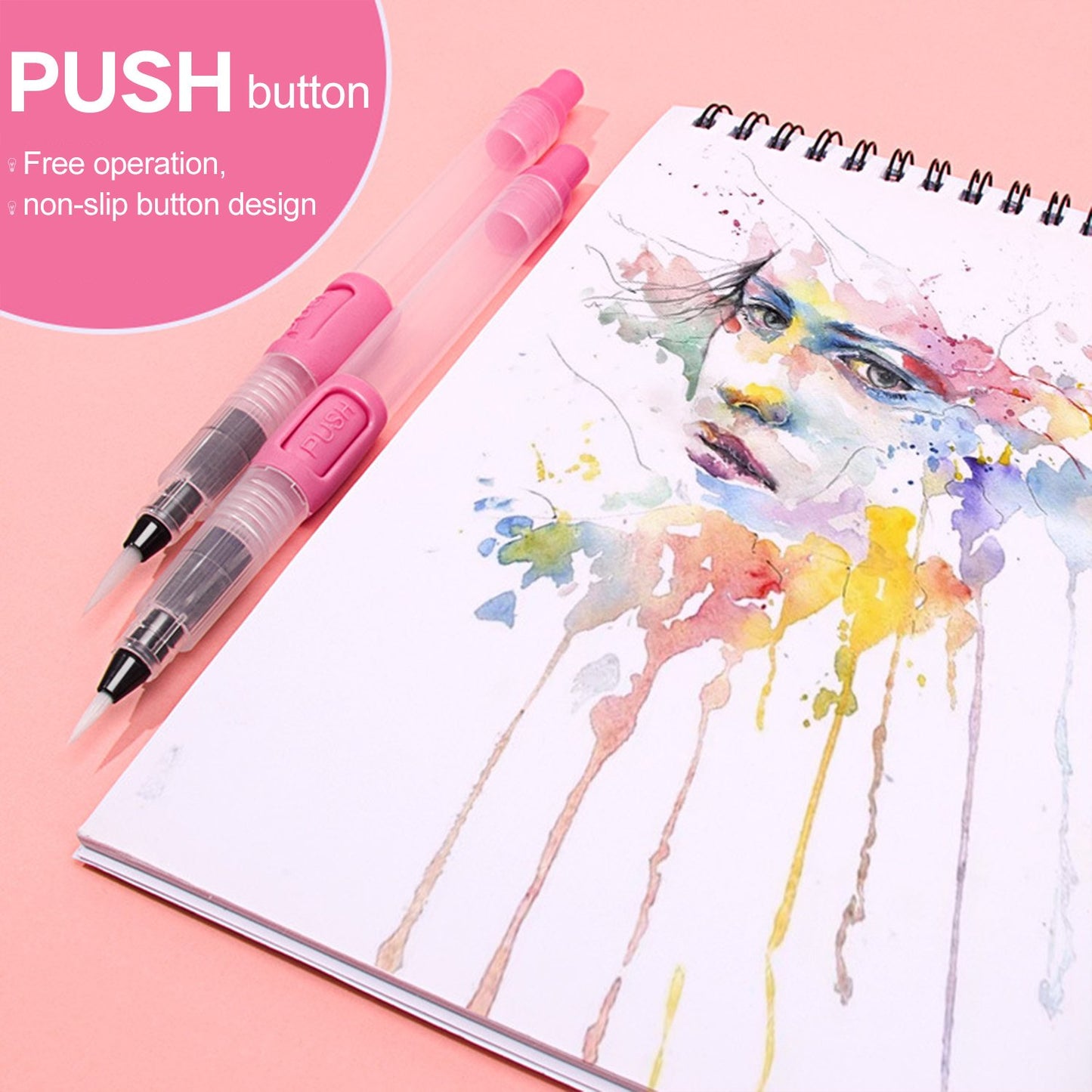 Solid Color Watercolor Pen Irrigation Pen Light Pen Tip Flat Pen Water-soluble Color Lead Painting Water Storage Pen