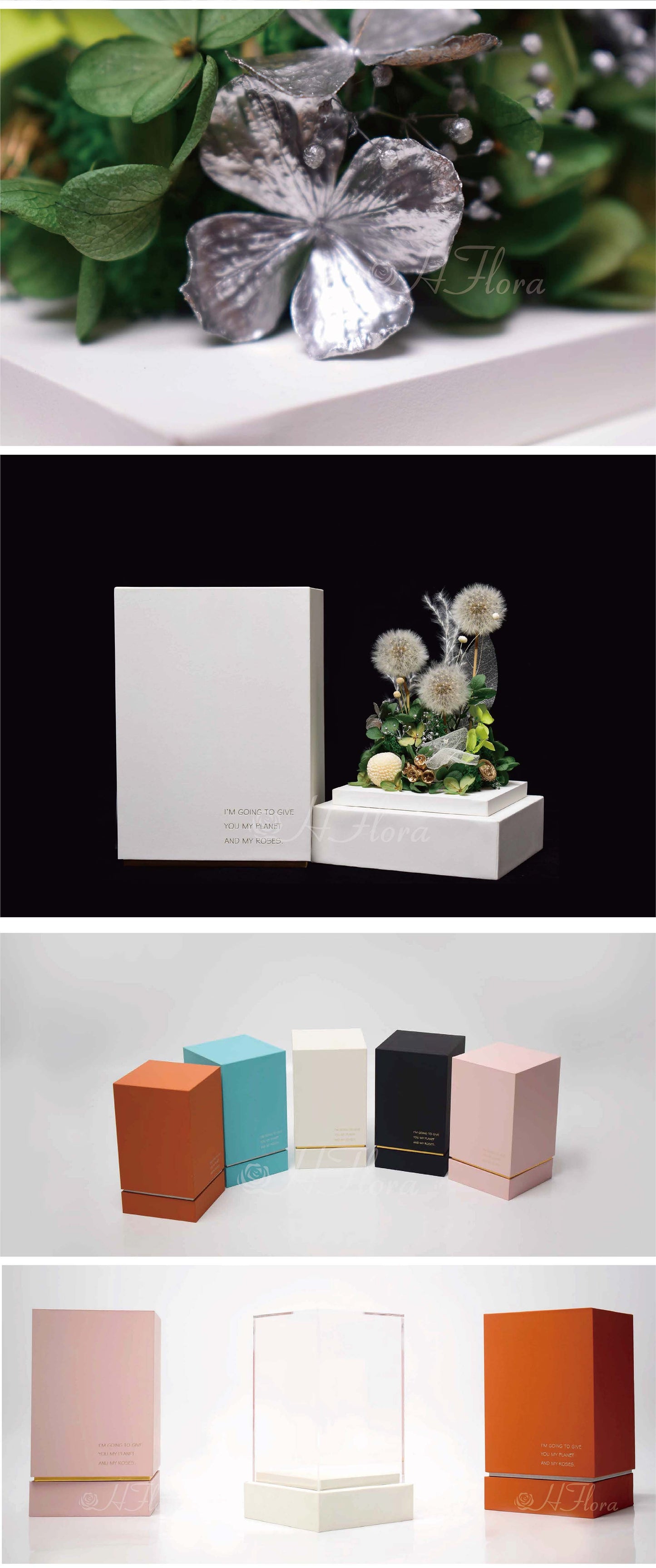 Hflora Wholesale New Arrived Gift Timeless Lasting Real Natural Preserved Flower And Plant Acrylic Box