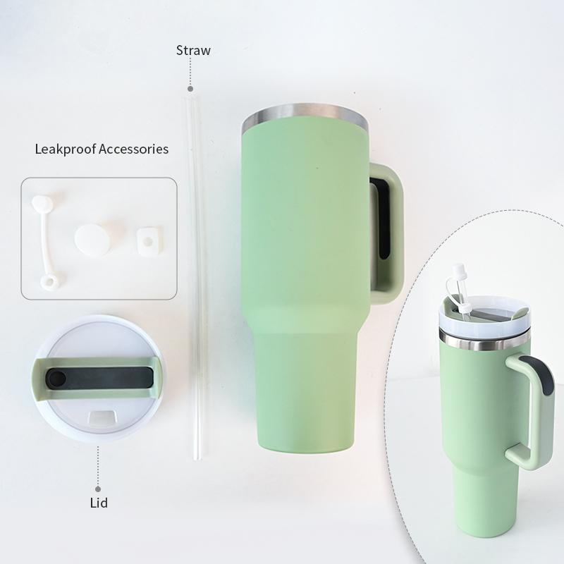 Custom Logo H2.0 40 Oz 30 Oz Double Wall Stainless Steel Travel Coffee Mug Thermos 40 Oz Tumbler With Handle And Straw
