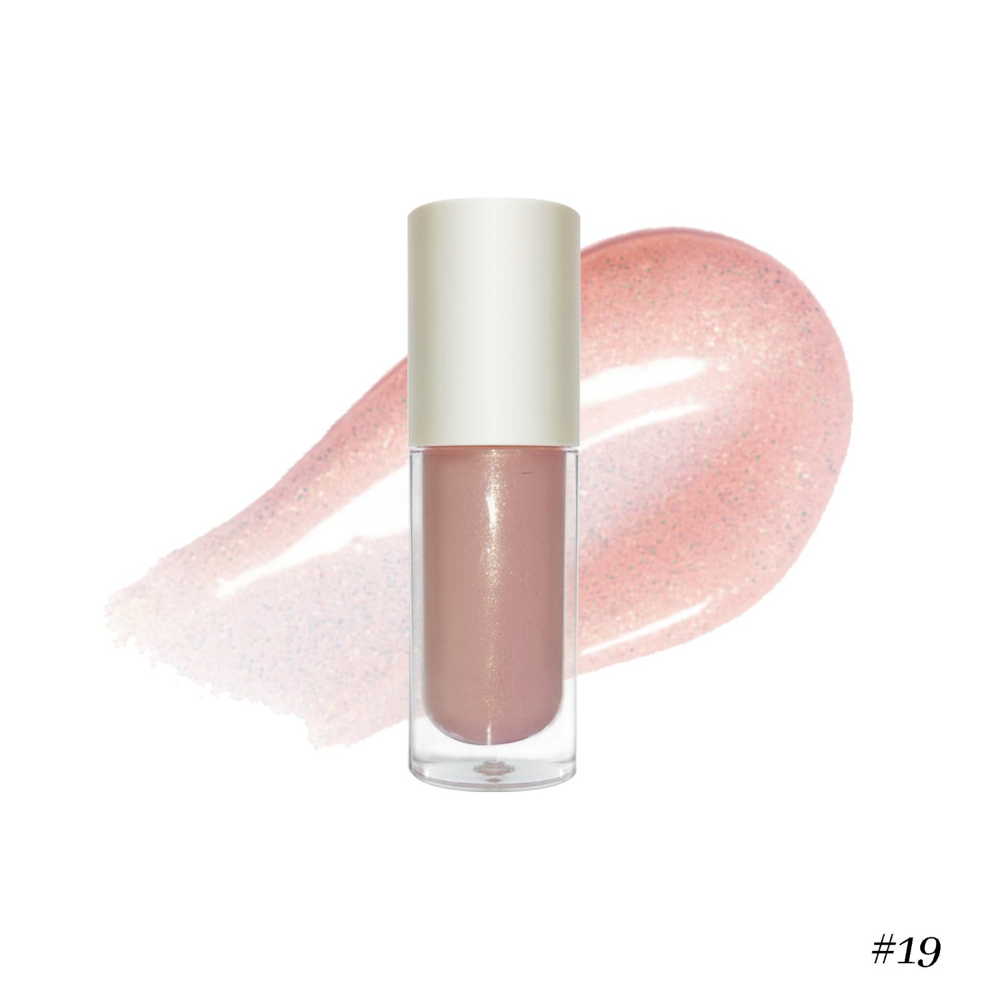 Wholesale Vegan Cosmetics Pink Transparent Nude Lip Gloss Supplier Custom Trademark Sequins Lip Gloss Private Label Lip Gloss