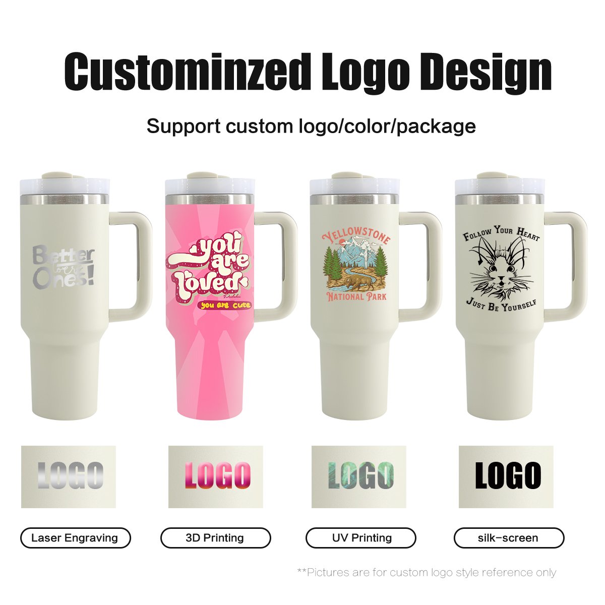 Custom Logo Off-white 40 Oz Stainless Steel Vacuum Insulated Metal Mug Travel Mug Teal Coffee Mug 40 Oz Tumbler With Handle