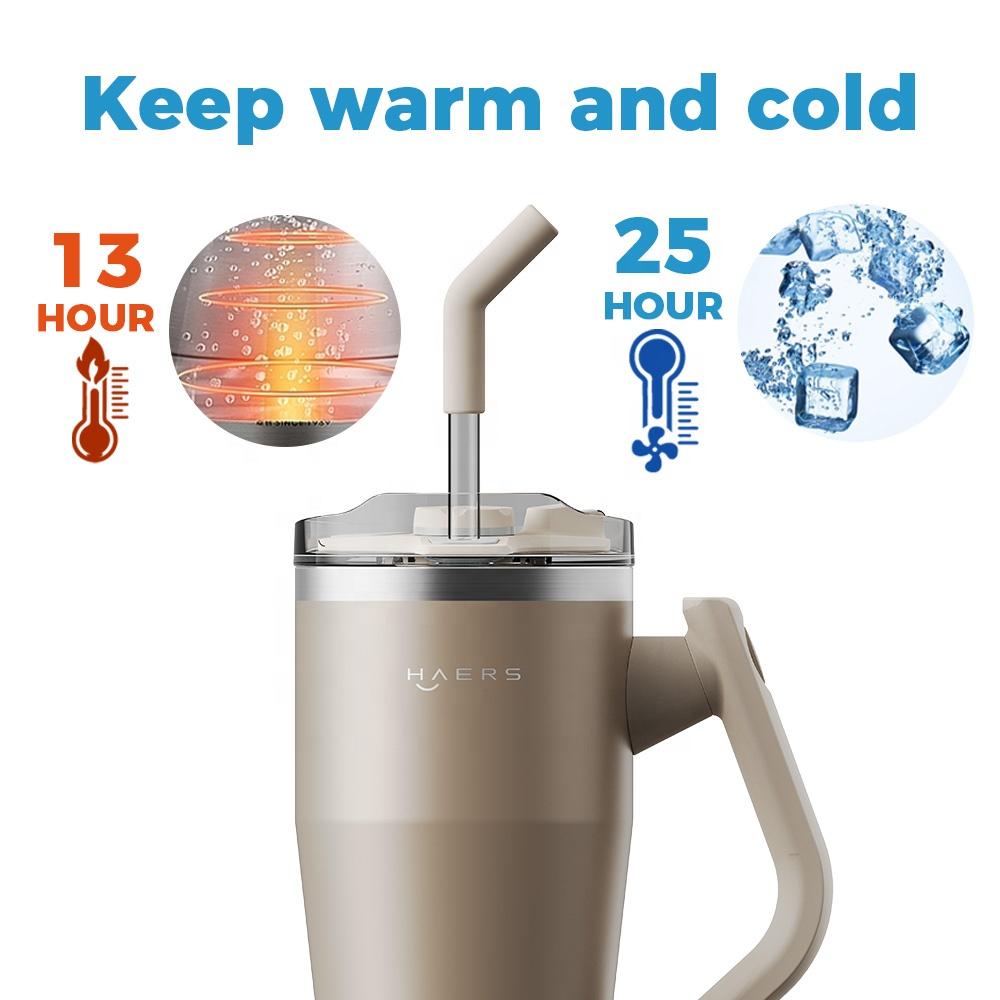 Hals Hot Sale Rotatable Handle Vacuum Metal Cold Cup Stainless Steel Travel Cup Cupping 40 Oz Thermos Cup With Lid And Straw