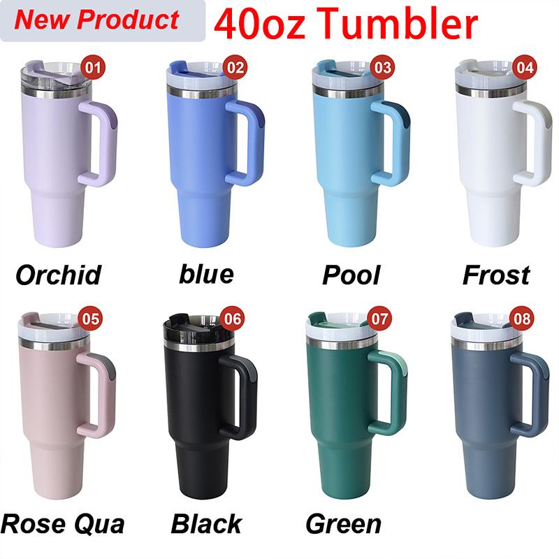 Custom Logo 30 Oz Cup Double Wall Vacuum Stainless Steel 40 Oz Coffee Outdoor Tumbler Travel Mug With Handle And Straw