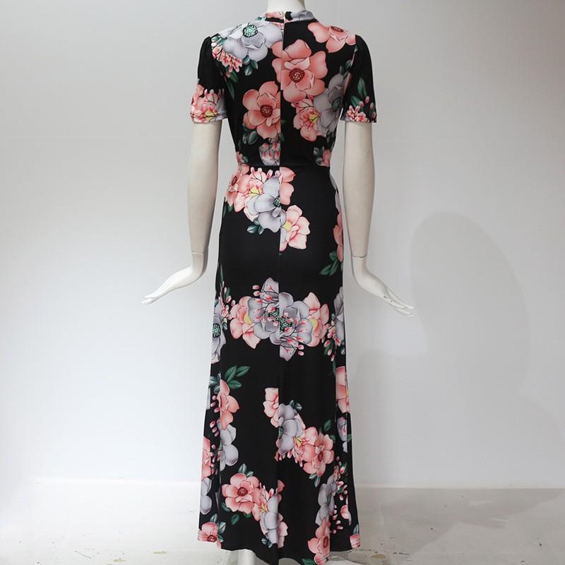 Modern Fashion Women Clothing Women Flower Print Long Dress