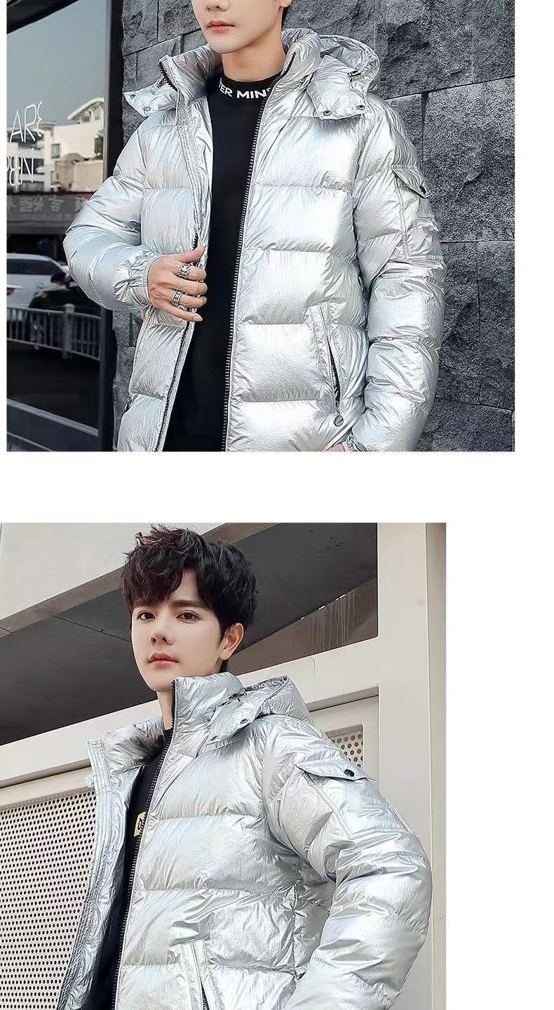 Down Jacket Men's Bright Face Fashionable Hooded Short Thickened Winter Bomber Shiny Puffer Men's Jacket