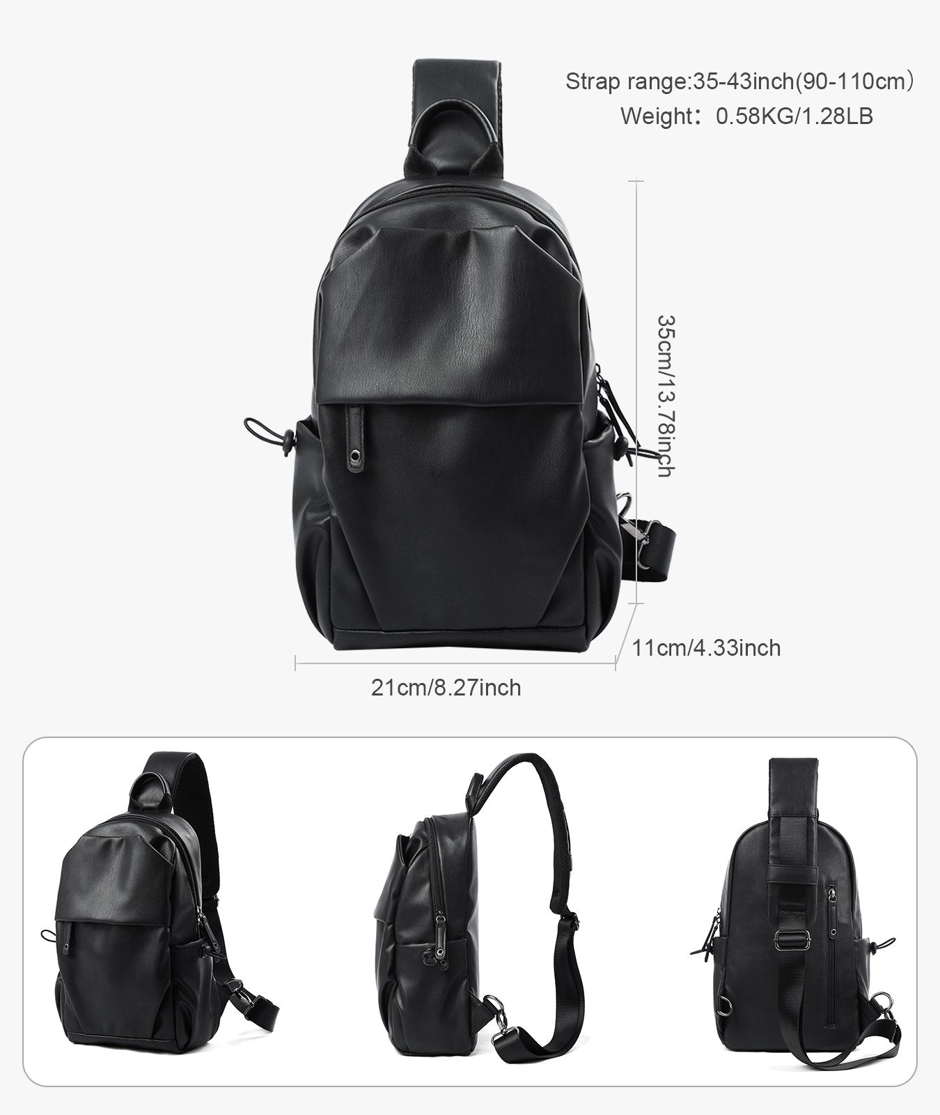 Waterproof Anti-theft PU Leather Chest Bag Men's Crossbody Bag