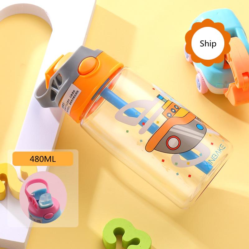 Children Suction Cup Creative Cartoon Baby Feeding Cup With Straw Leak-proof Bottle Outdoor Portable Children Cup