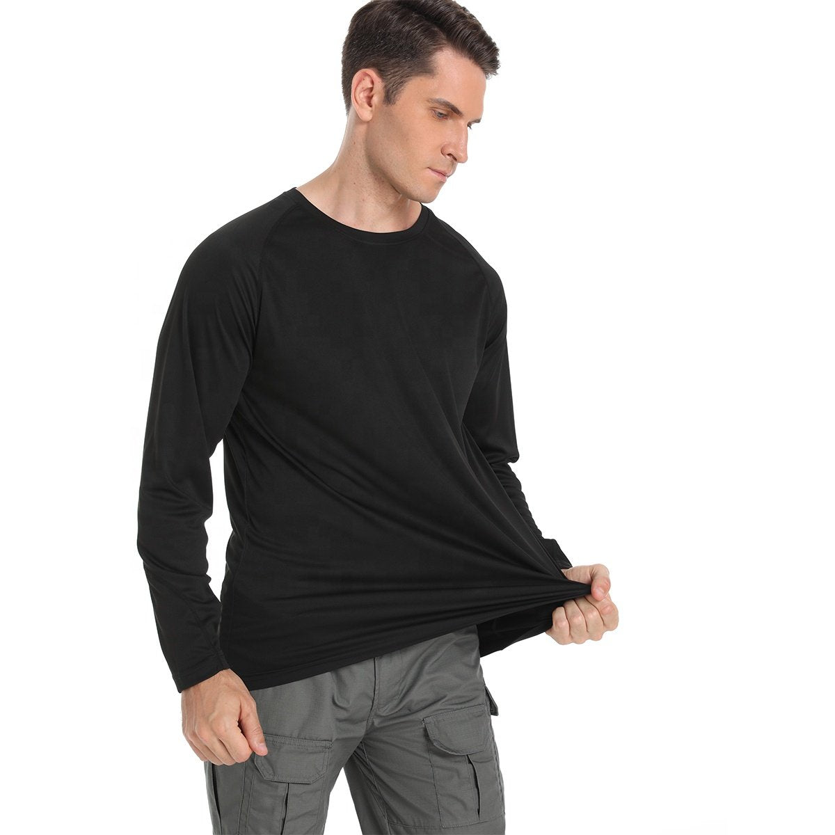 US Size In Stock Blank Wicking Breathable Upf50 Men's Performance Long Sleeve Fishing Shirt