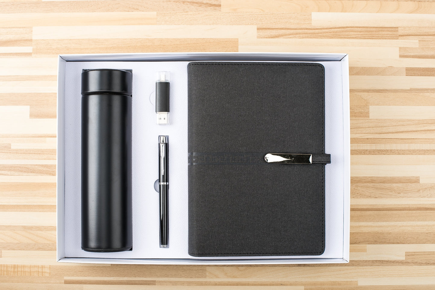 Corporate Gift Souvenirs Customized Logo For Guests Notebook Journal With Pen And Flask Umbrella USB Power Bank