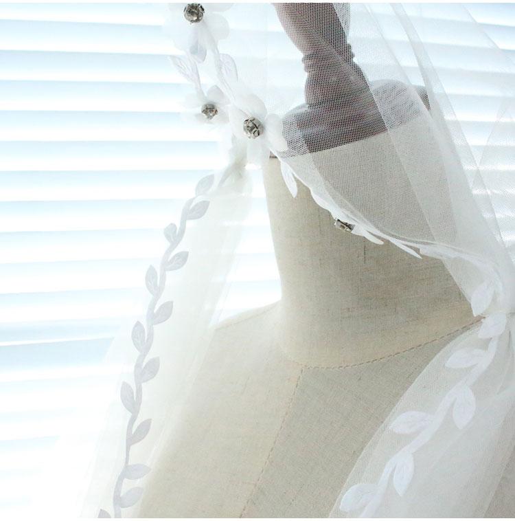 New Beauty V637 Delicate Waltz White Wedding Bridal Veil Soft Tulle Willow Shiny Crystal Beaded Wedding Bridal Veil