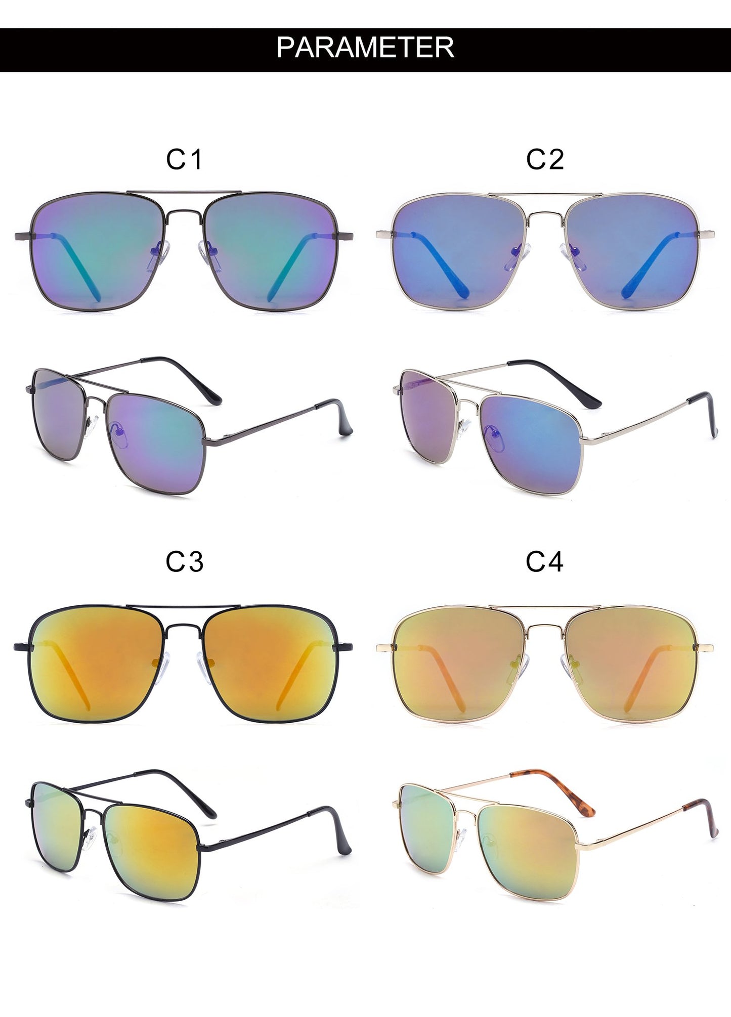Fashion Classical Designer Women Sunglasses Driving Fishing Aviation Metal Pilot Custom Promotional Sunglasses Men