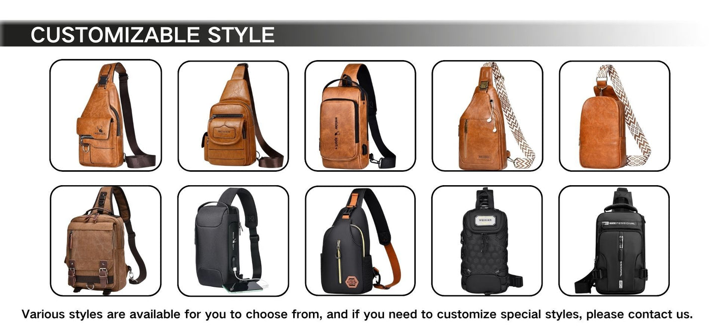 Custom Logo Men's Fashionable Lightweight Casual Business Portable Office Multi-Pocket Chest Bag Shoulder Bag