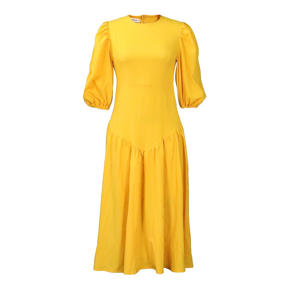 Lancy New American Elegant Women's African Clothing Spring Long Powder Puff Sleeve Pleated Casual Dress Plus Size Fashion Dress Women