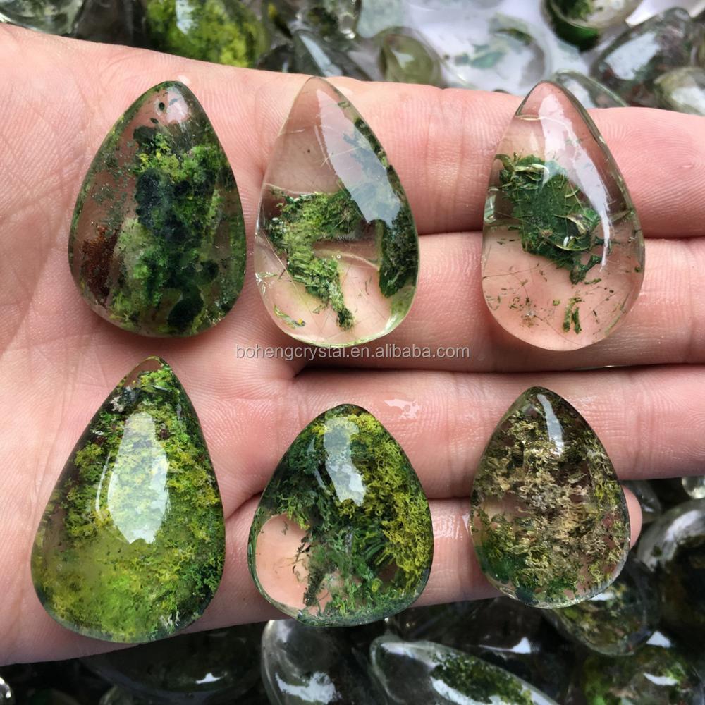 Wholesale Rare Natural Beautiful Green Ghost Phantom Quartz Water Drop Crystal Pendant