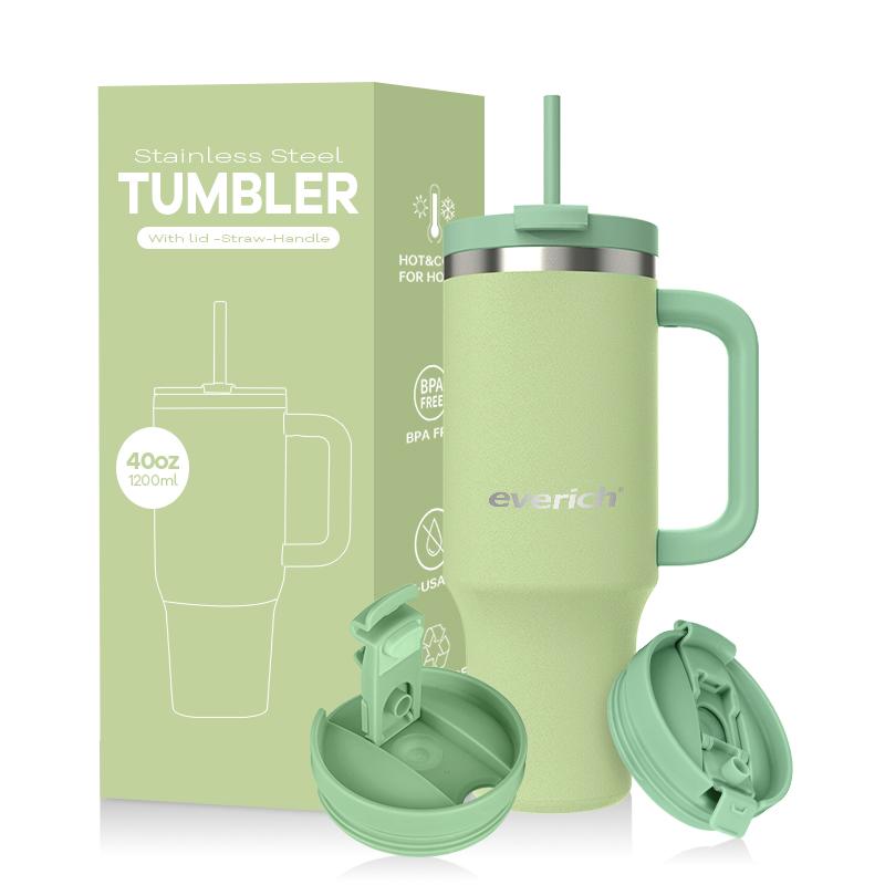 Lead-free 40 Oz Tumbler With Handle And Straw Cup Holder Friendly Dishwasher Safe Oversized Insulated Tumbler