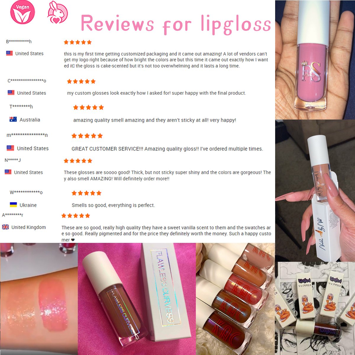 Wholesale Vegan Cosmetics Pink Transparent Nude Lip Gloss Supplier Custom Trademark Sequins Lip Gloss Private Label Lip Gloss