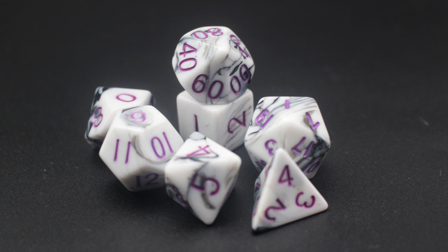 Purple And Blue Swirl Mixed Color Polyhedron DND RPG Board Game Dice Suit