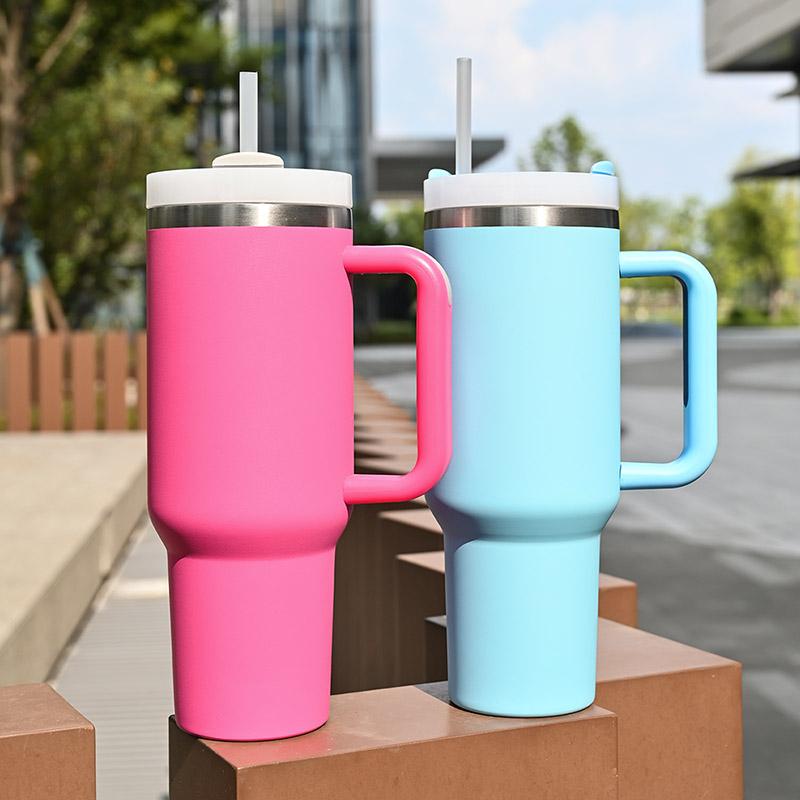 Custom Logo 40 Oz Cup H2.0 Mug 40 Oz Stainless Steel Outdoor Tumbler With Handle And Straw