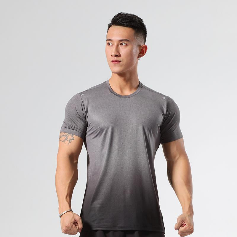 Quick Drying Four-way Stretch T-shirt Sports Top Sports Gradient Regular Suitable For Jogger Man Technical Shirt