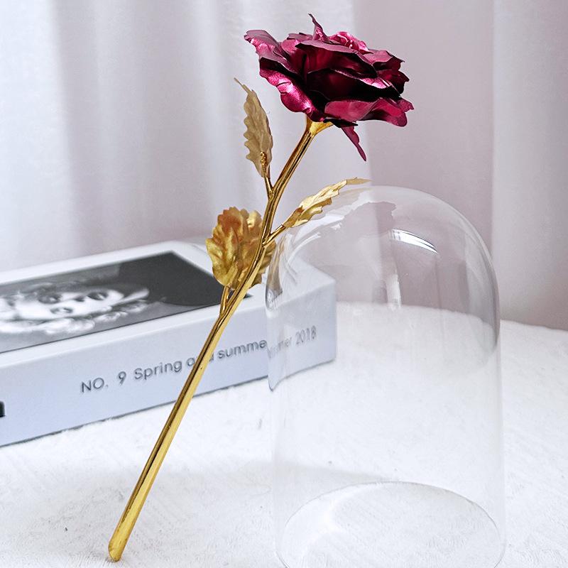 Glass Dome LED Light Mother's Day And Christmas Gift Plastic Preserved Flowers Plant Women Eternal Galaxy Rose Forever Rose