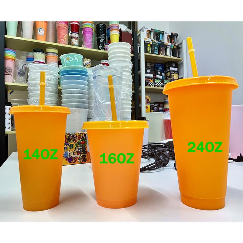 Hot Sale 24 Oz Black Cold Coffee Cup Plastic Cup With Lid And Straw
