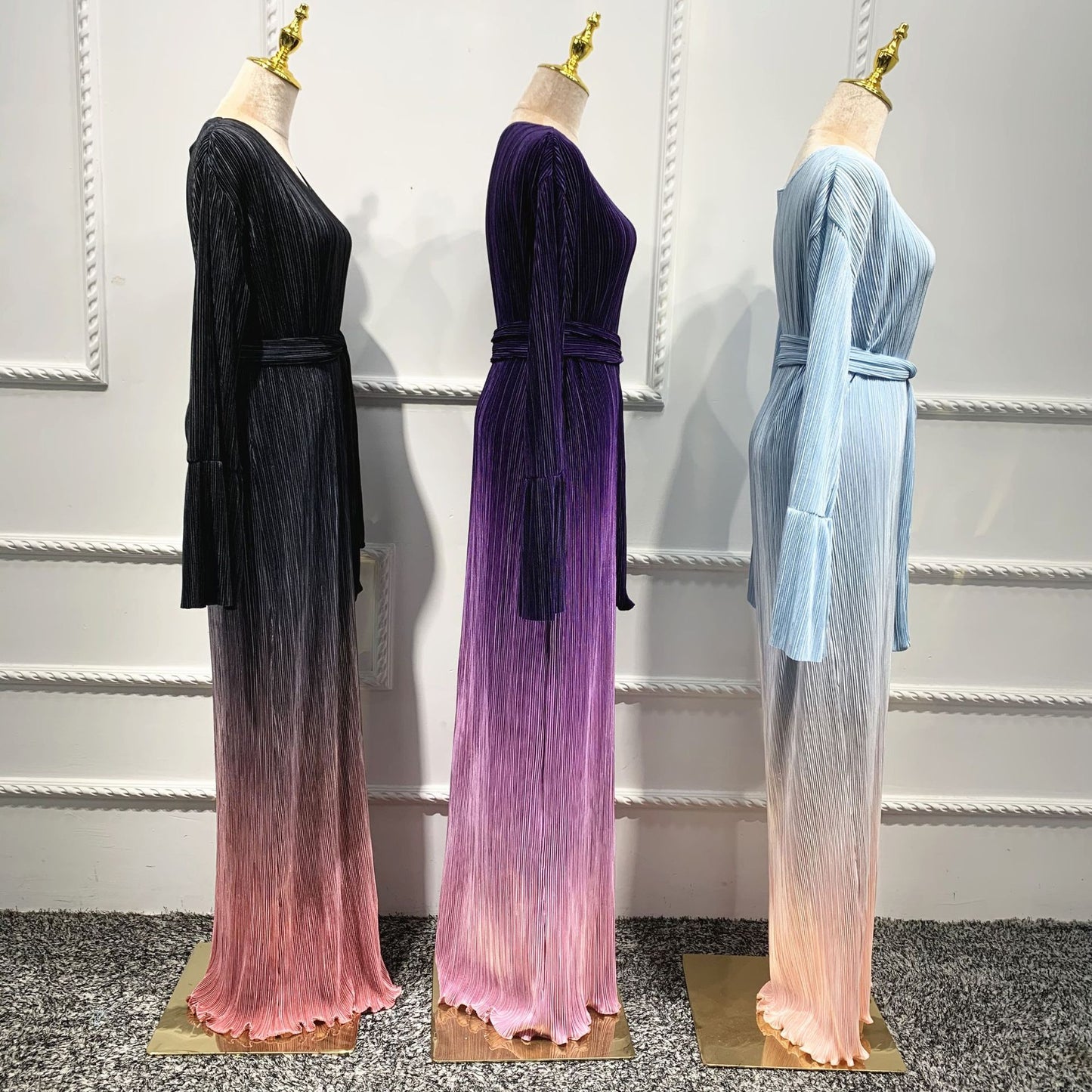 Ombre Pleated Robe Dress Mean Dress Yiwu Manufacturers Wholesale Mushilin Dress