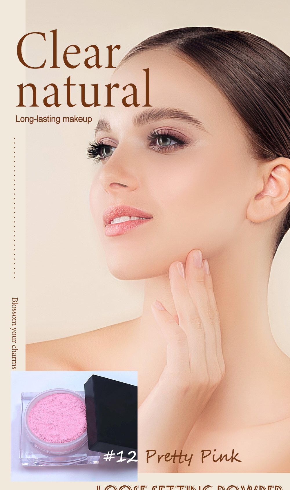 Low MOQ Matte Waterproof Cosmetic Makeup Private Label Vegetarian Pink Loose Style Powder