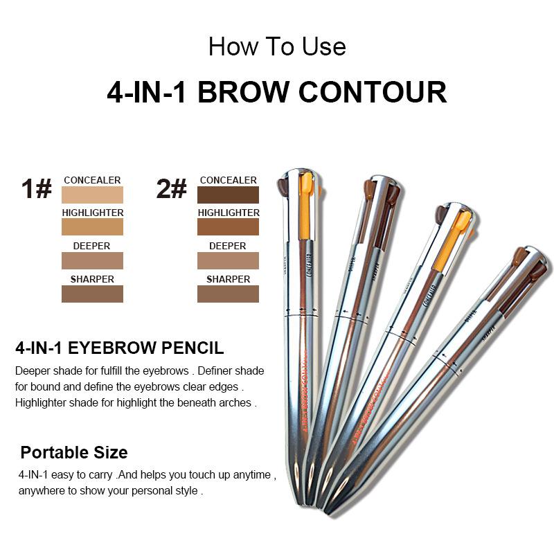 Multi-effect 4-in -1 Eyeliner Vegetarian Cruelty-free Black Waterproof Cream 4 Color Eyeliner Multifunctional Eyeliner