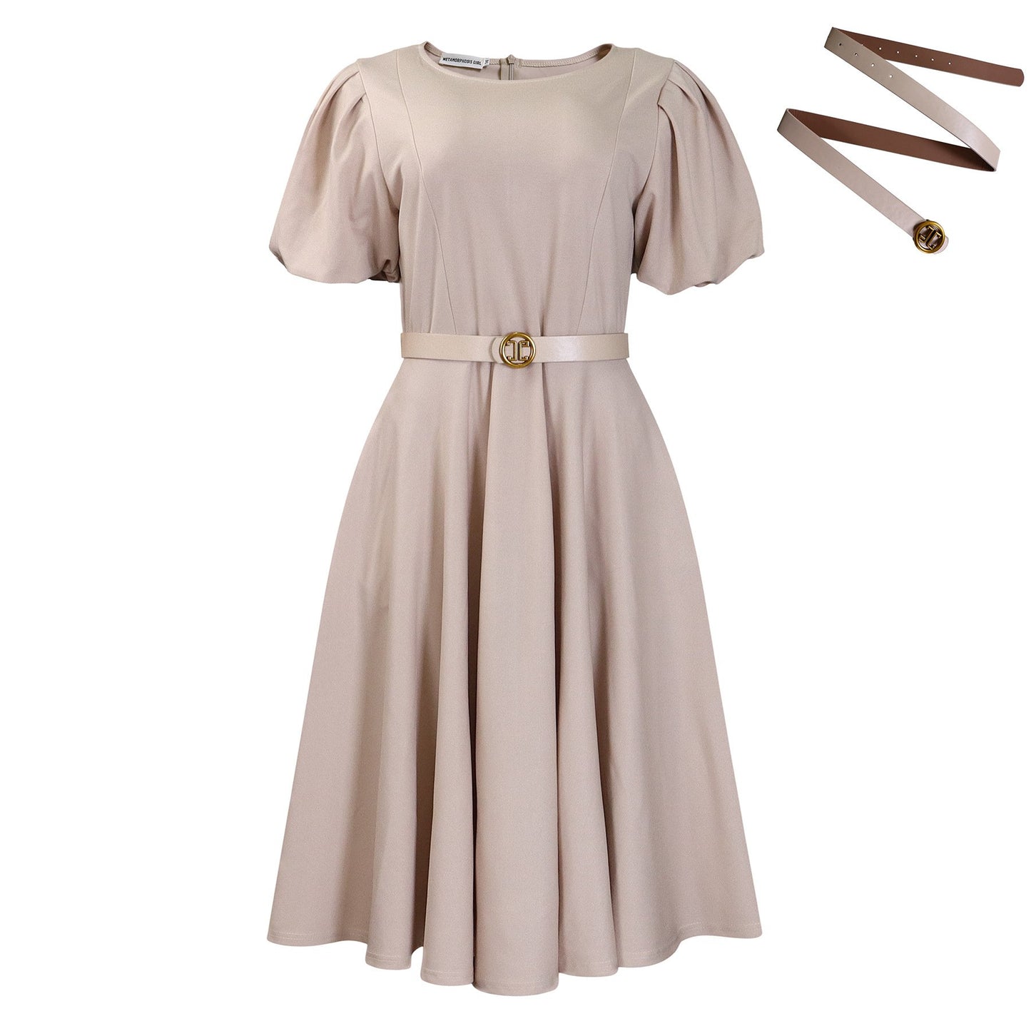 Latest Design Professional Clothing Women Casual Elegant O Collar Powder Puff Sleeves First Line Women Office Clothing Church Women's Clothing