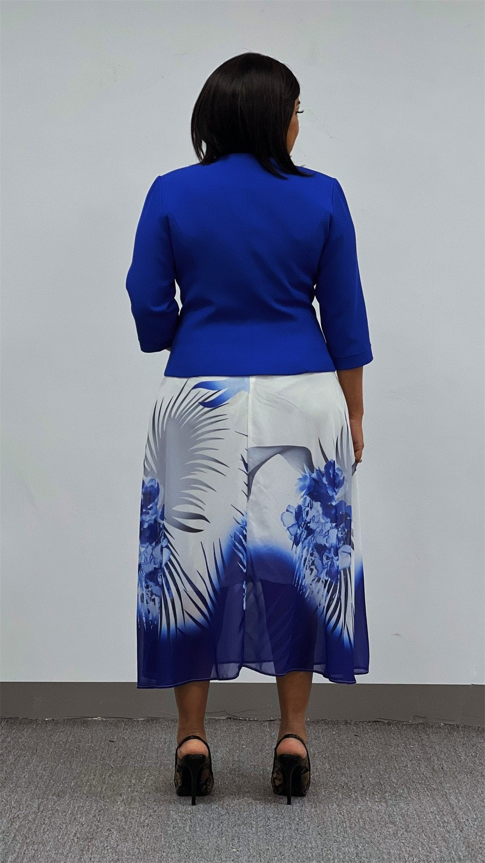 Women's Spring And Summer New Two-piece Long-sleeved Round Neck Tight Plus Size Office Gown