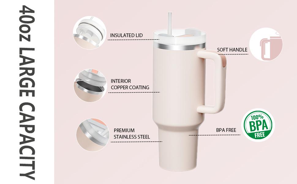 Custom 40 Oz Tumbler Vacuum Thermos Cup No Overflow Jug Traveler Stainless Steel Mug Temos With Handle Jug Tumbler