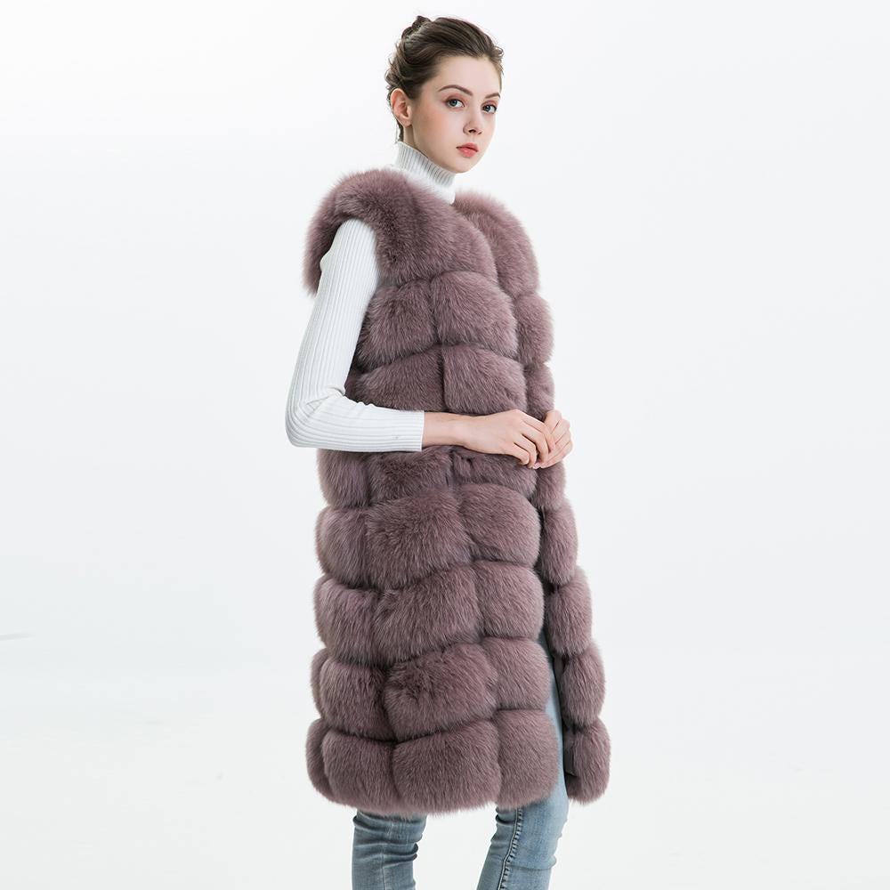 Factory Wholesale Women Genuine Goods Fox Fur Gilet OEM Service Winter Long Natural Fox Fur Vest For Girls