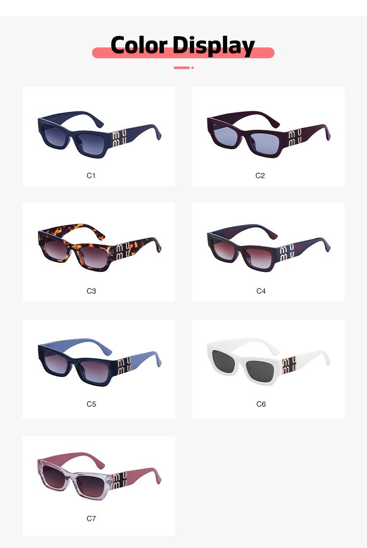 CY-98103 2024 Fashion High Quality UV400 Y2K Letter Metal Small Square Sunglasses