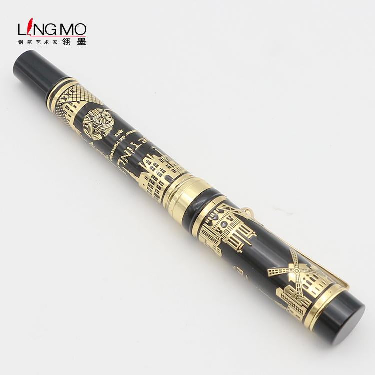 Lingmo High Quality Metal Pen Black Gold With OEM Design Pen With Custom Logo