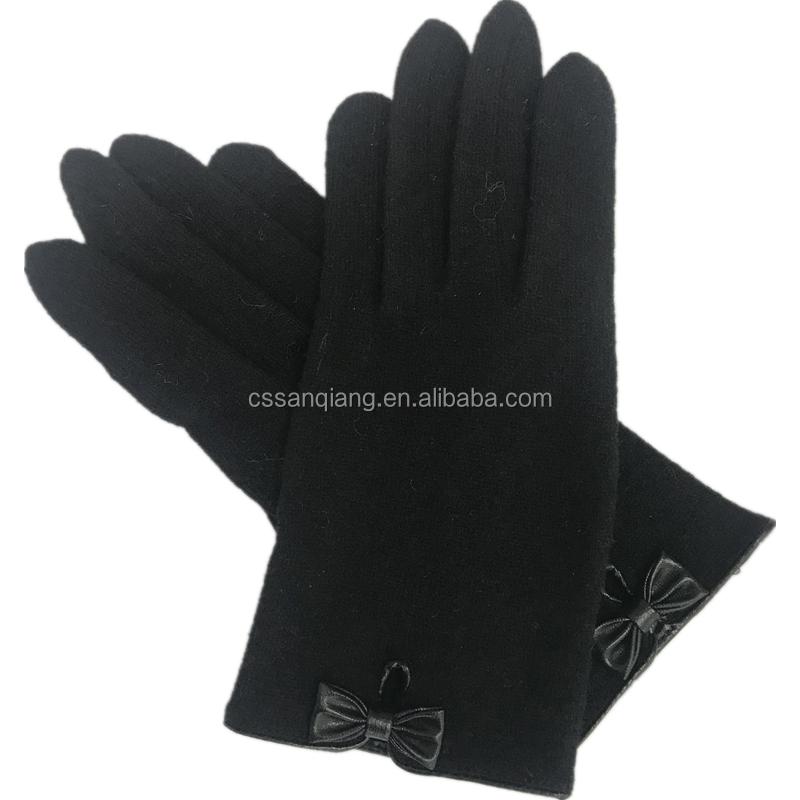 Custom Islamic Ladies Black Winter Warm Wool Hand Muslim Gloves