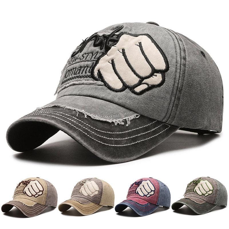 Hot Selling Denim Baseball Cap Men's Trendy Women's Korean Style Washed Old Cave Letter Tear Duckbill Cap Spring And Summer Sun Hat