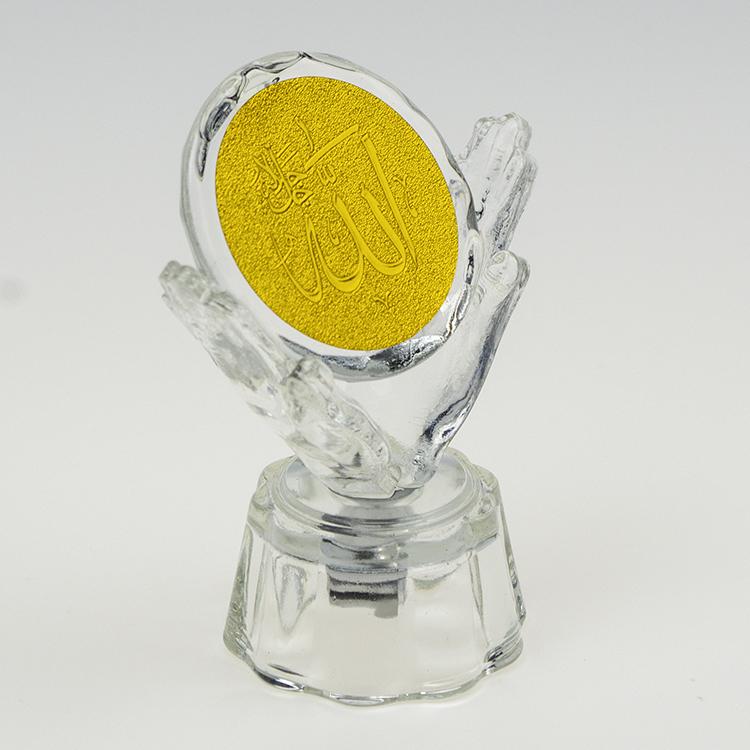 HDW Wholesale K9 Crystal Transparent Islamic Decoration With LED Lights Diy Custom Crystal Small Stone Crafts Souvenir Gifts