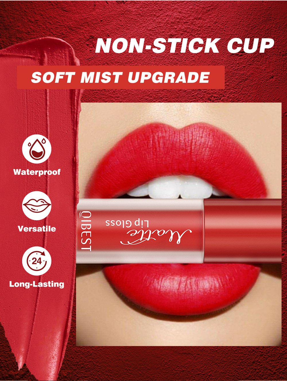 Cruelty-free Natural Velvet Lip Gloss Moisturizing Gloss Non-stick Cup Liquid Lip Glaze Waterproof Non-fading Matte Pigment